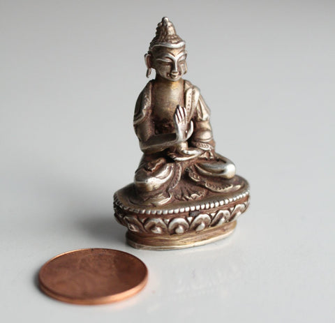 Sterling Silver Tiny Amoghasiddhi Buddha Statue
