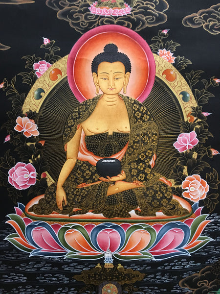 Shakyamuni Buddha Dark Thangka Painting