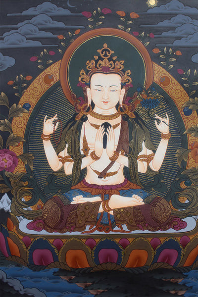 Tibetan god of Compassion Thangka