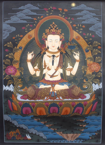 Tibetan god of Compassion Thangka