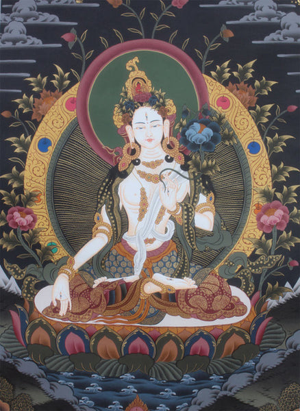Tibetan White Tara Canvas Thangka Painting
