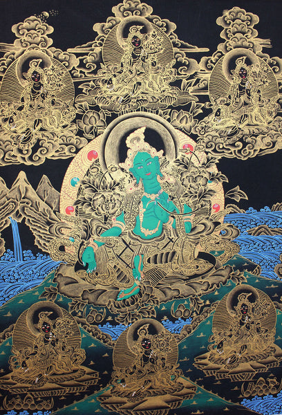 Green Tara Golden Thangka Painting