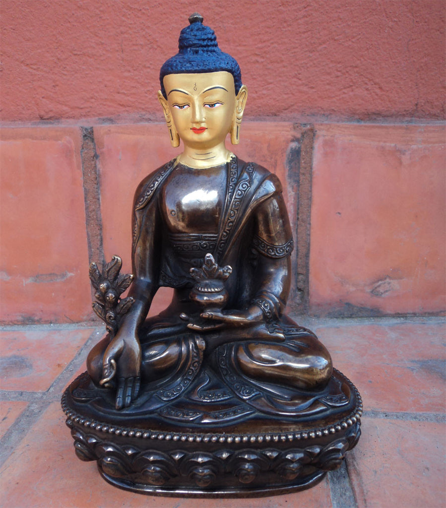 Gold Faced Healing Buddha Copper Statue