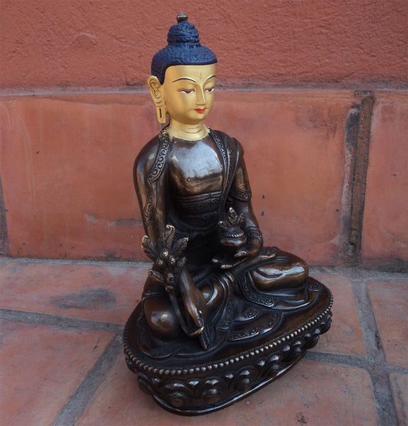 Gold Faced Healing Buddha Copper Statue