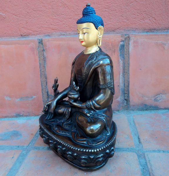 Gold Faced Healing Buddha Copper Statue