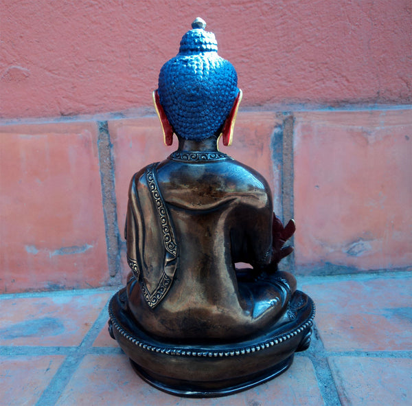 Gold Faced Healing Buddha Copper Statue