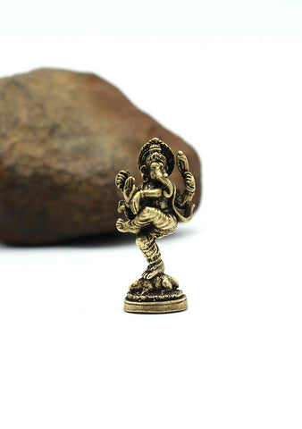 Dancing Ganesha Brass Mini Statue 10 Sets