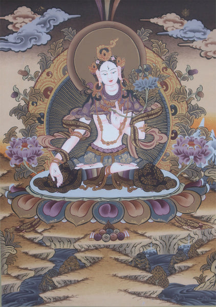 Beautiful Thangka of White Tara