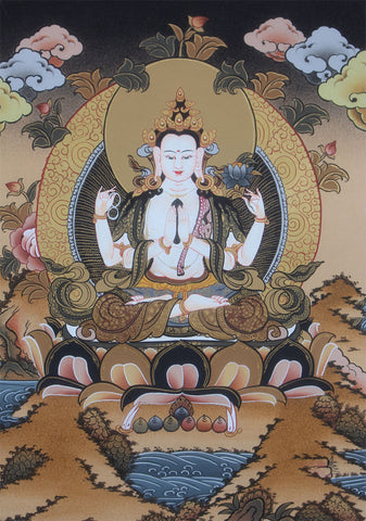 Tibetan Avalokiteswora Thangka
