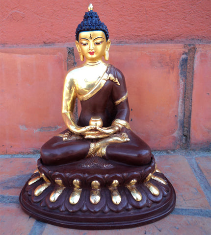 Gold Plated Amitabha Buddha Statue 8 inch