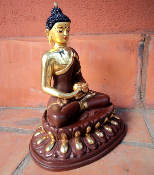 Gold Plated Amitabha Buddha Statue 8 inch