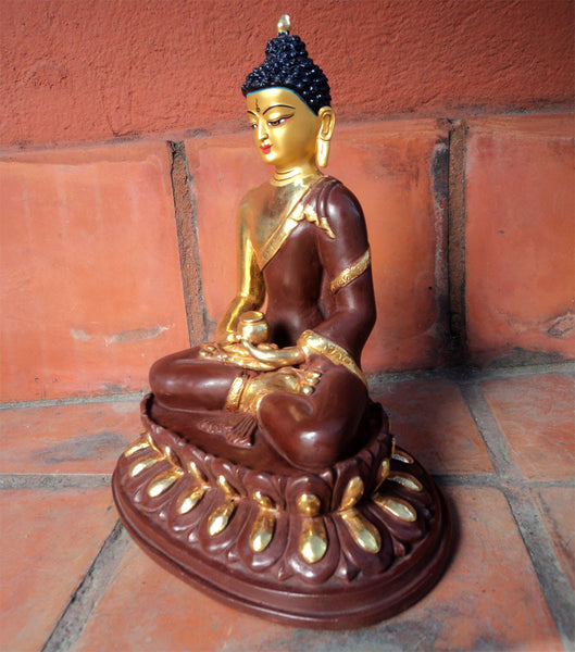 Gold Plated Amitabha Buddha Statue 8 inch
