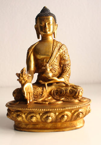 Dragon Carved Gold Plated Healing Buddha