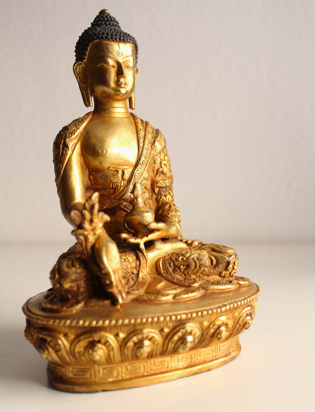 Dragon Carved Gold Plated Healing Buddha