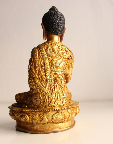 Dragon Carved Gold Plated Healing Buddha