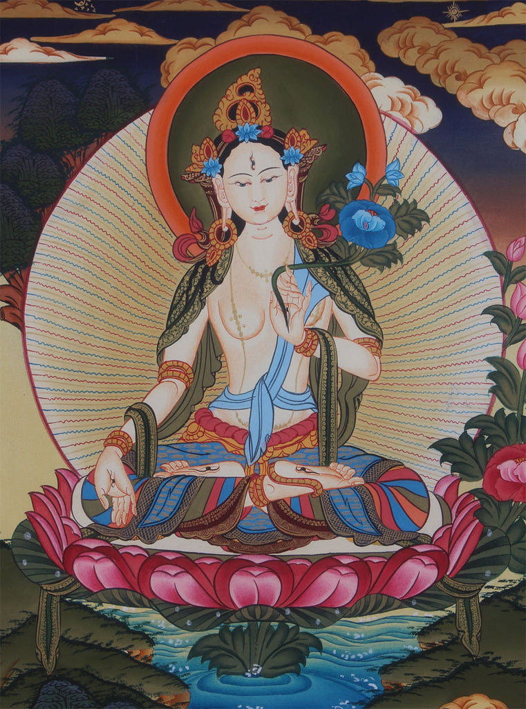 Mystical White Tara Thangka Painting