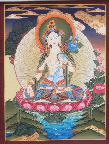 Mystical White Tara Thangka Painting