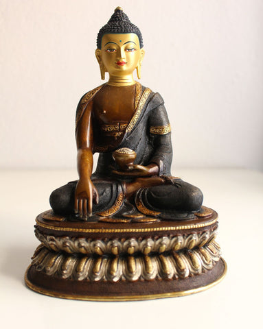 Black Dotted Buddha Statue 8 inch