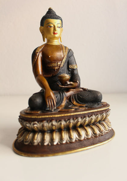 Black Dotted Buddha Statue 8 inch