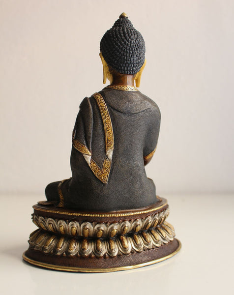 Black Dotted Buddha Statue 8 inch