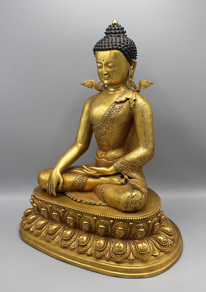 Bhumisparsha Mudra Shakyamuni Buddha Fully Gold Plated Statue