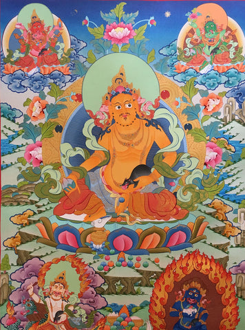 Zambala thangka with Bodhisattva Shakti, Tibet Thangka 32x22 inches