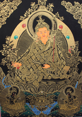 Guru Padmasambhva Thangka Painting with Red Border