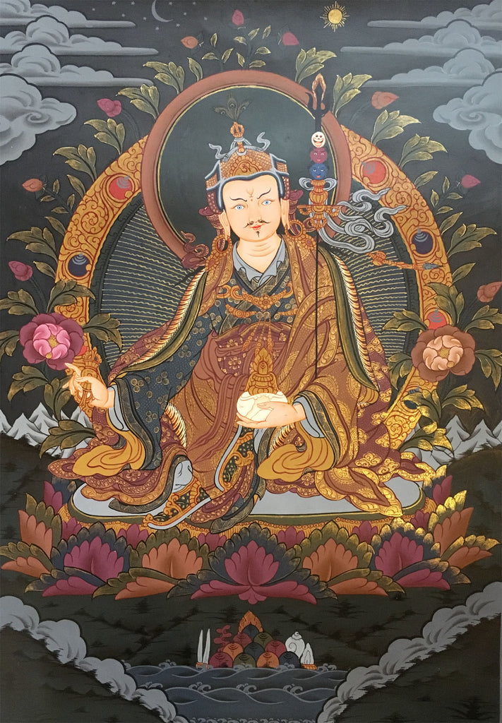 Guru Rinpoche Thangka,Buddhist Painting of Padmasambhava 55x40cm NTH60