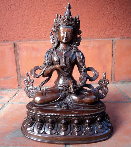 Copper Oxidized Vajrasattva Statue 9 Inch