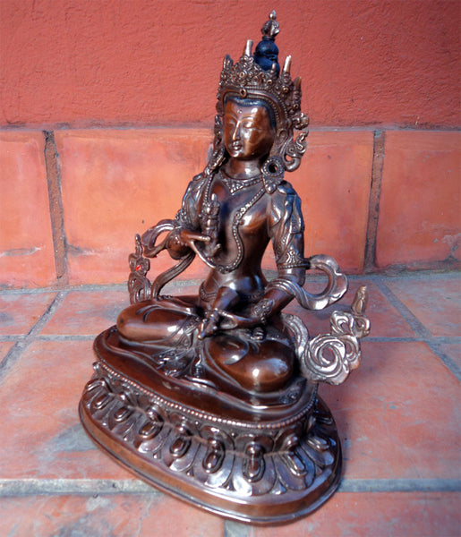 Copper Oxidized Vajrasattva Statue 9 Inch