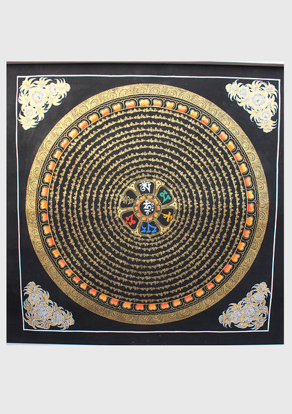 12 Line Mantra Mandala Painted Thangka