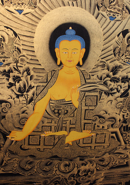 Black 14 Mini Buddha Shakaymuni Thangka Painting