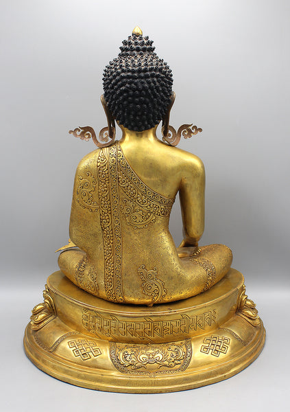 Bhumisparsha Mudra Shakyamuni Buddha Fully Gold Plated Statue