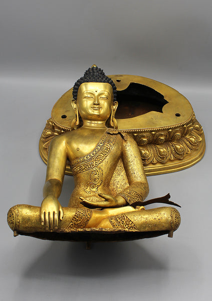 Bhumisparsha Mudra Shakyamuni Buddha Fully Gold Plated Statue