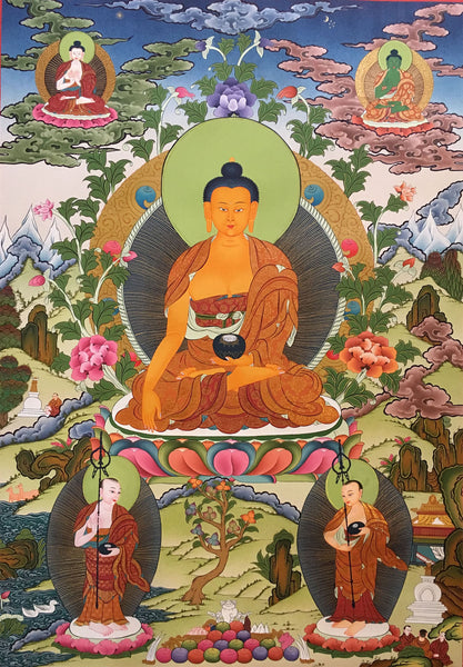 Shakyamuni Buddha In His Heavenly Adobe Thangka 82x58cm NTH67