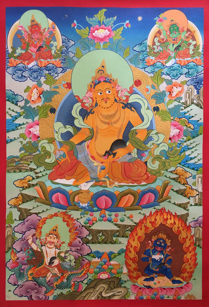 Zambala thangka with Bodhisattva Shakti, Tibet Thangka 32x22 inches