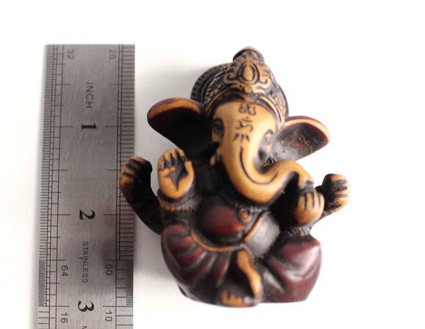Baby Ganesh Resin Statue 2.5 Inch with Red Patina-4 Sets