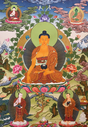 Shakyamuni Buddha In His Heavenly Adobe Thangka 82x58cm NTH67