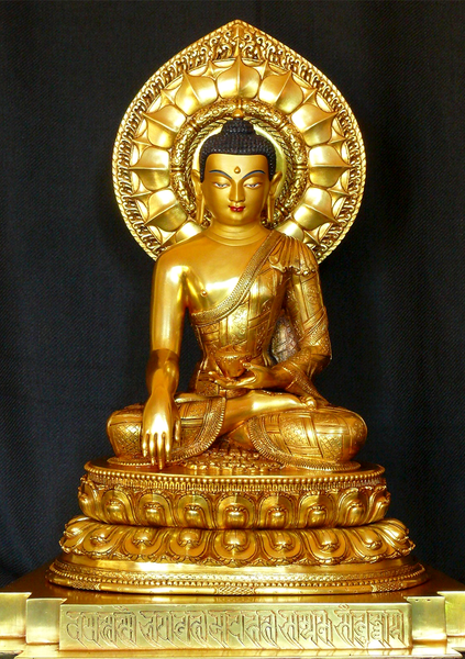 Masterpiece 24K Gold Gilded High Quality Shakyamuni Buddha Statue 15"