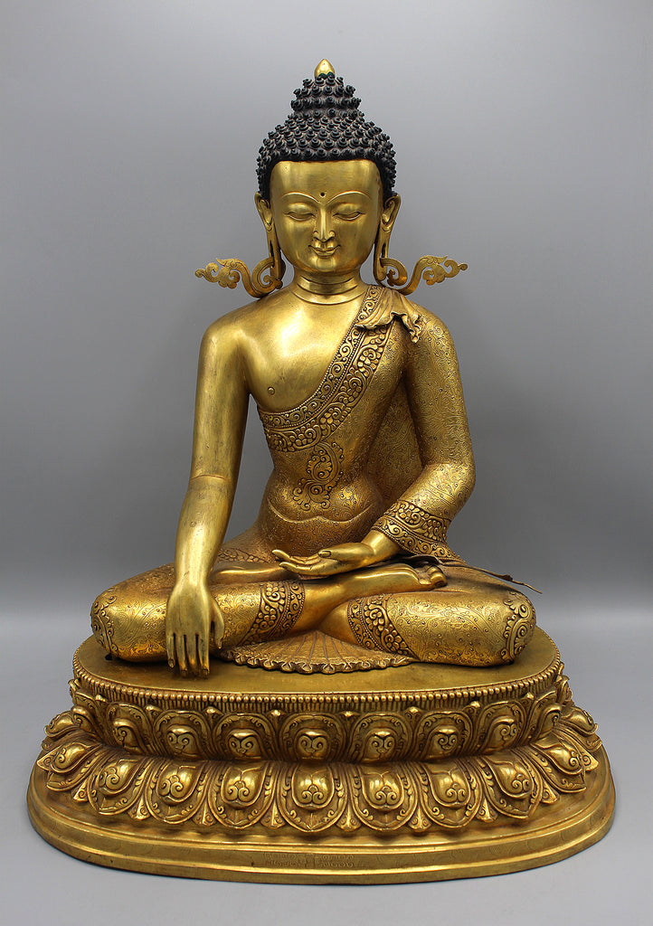 Bhumisparsha Mudra Shakyamuni Buddha Fully Gold Plated Statue