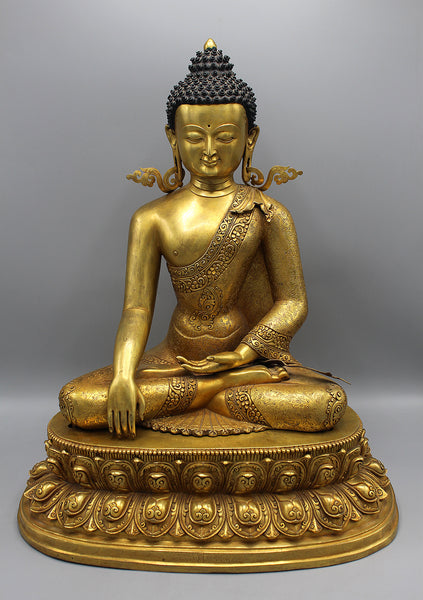 Bhumisparsha Mudra Shakyamuni Buddha Fully Gold Plated Statue