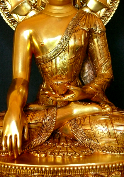 Masterpiece 24K Gold Gilded High Quality Shakyamuni Buddha Statue 15"