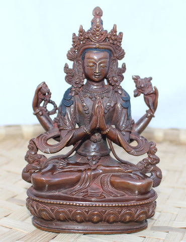 Chenrezig Copper Statue 5 inch