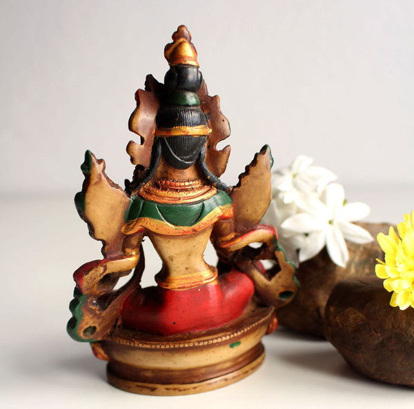 Beautiful Resin Statue of Green Tara 5 inch