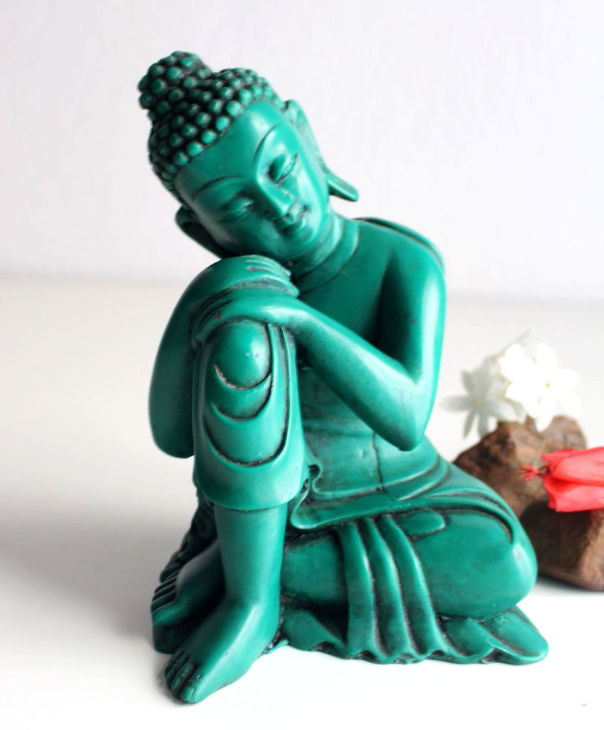 Green Resting Buddha Resin Statue