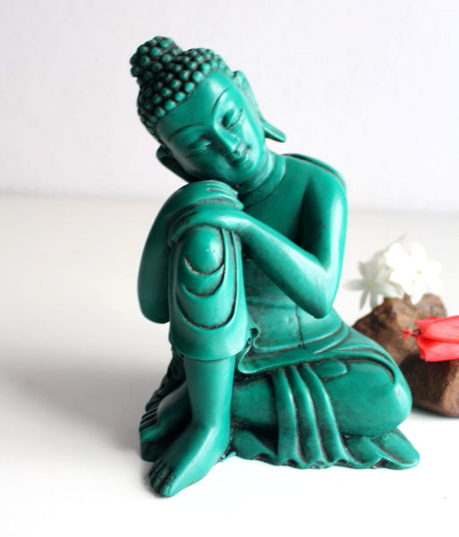 Green Resting Buddha Resin Statue