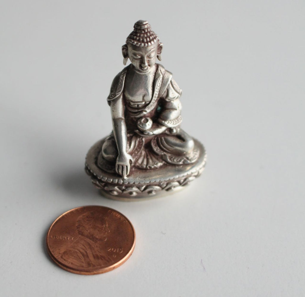 Sterling Silver Tiny Akshobhya Buddha Statue