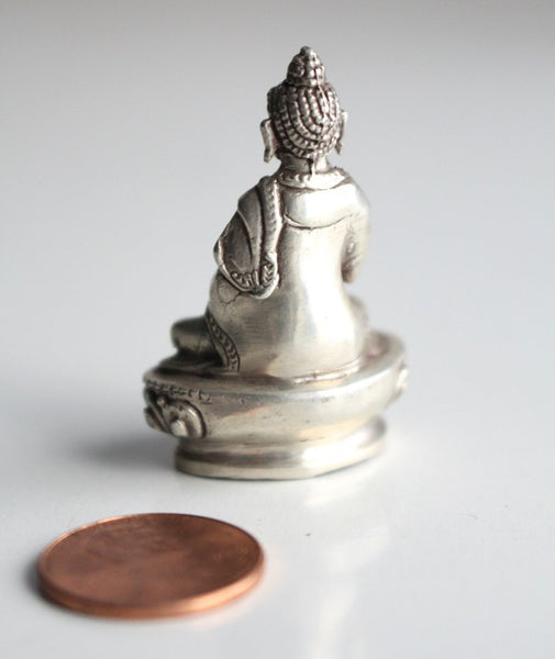 Sterling Silver Tiny Vairochana Buddha Statue