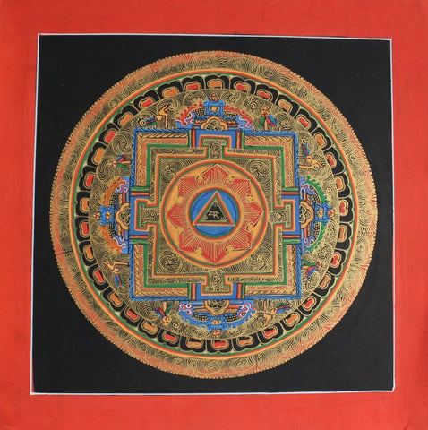 Dreieck Sun Mandala Black Thangka