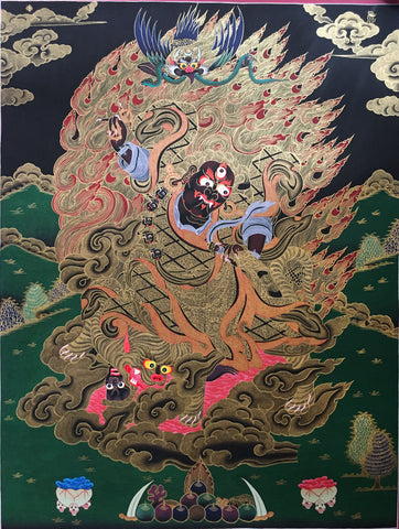Golden Vajrapani Tibetan Thangka Painting